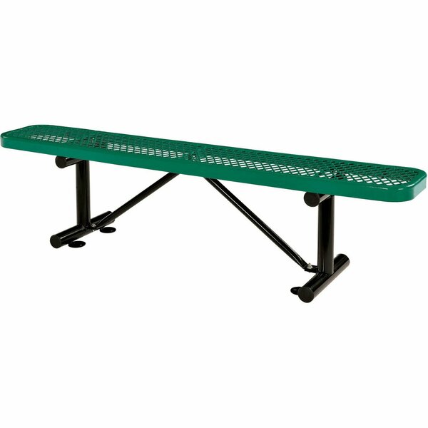 Global Industrial 6ft Outdoor Steel Flat Bench, Expanded Metal, Green 277156GN